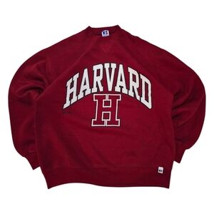 Vintage 90's Russell Athletic Maroon Harvard Crewneck Sweater